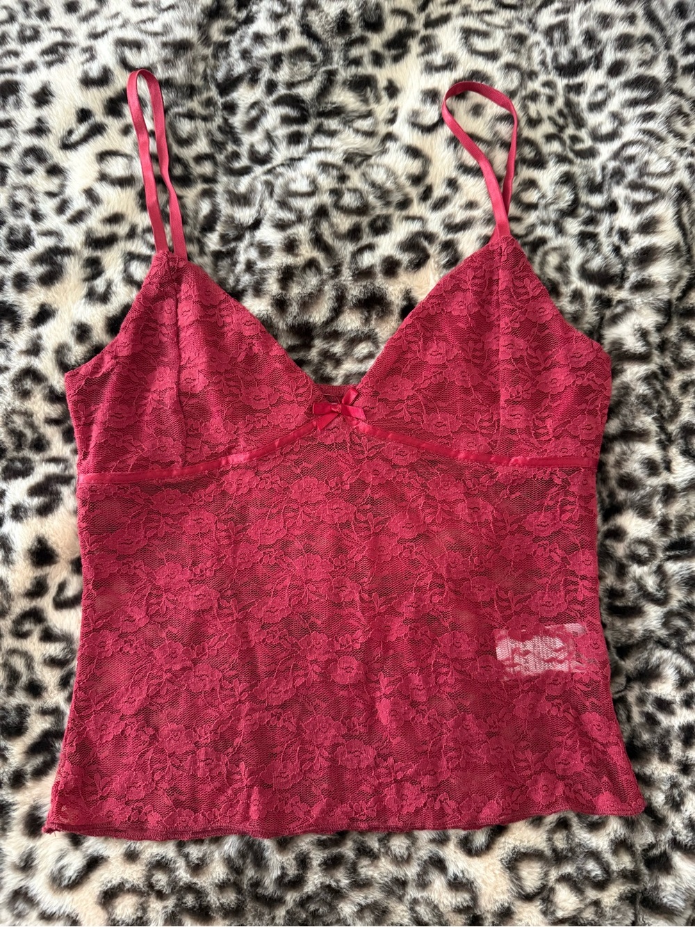 Edikted Red Lace Camisole with Bow Accent